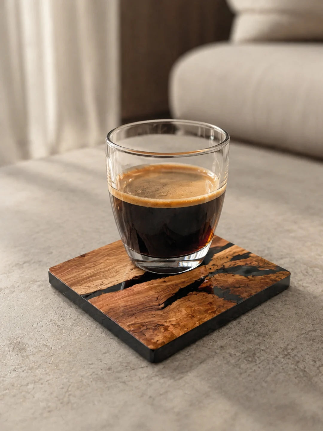 Black Branch Jet Black Epoxy Coaster COA10