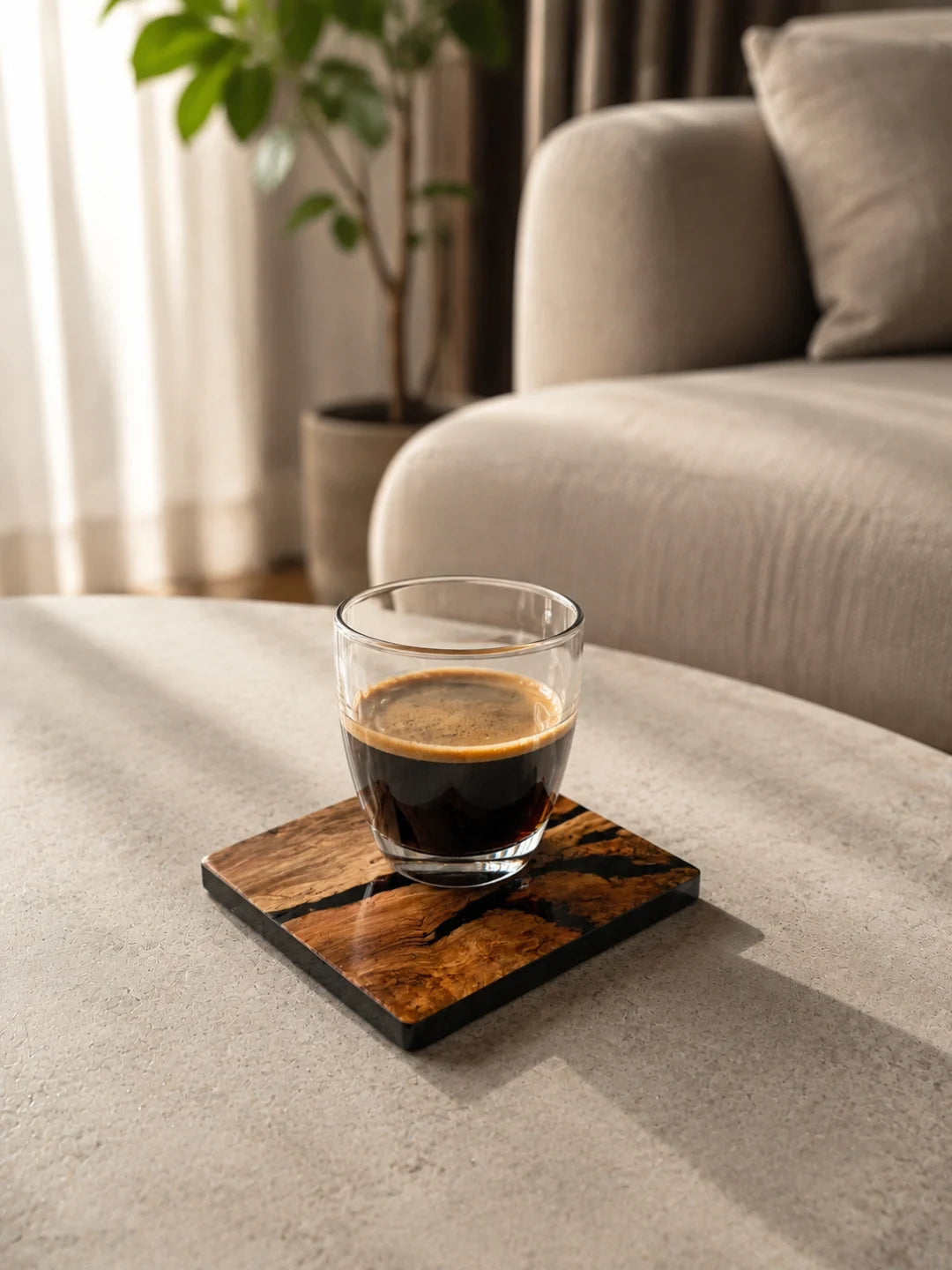 Black Branch Jet Black Epoxy Coaster COA10