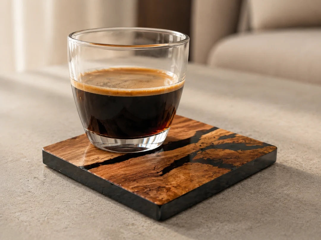 Black Branch Jet Black Epoxy Coaster COA10