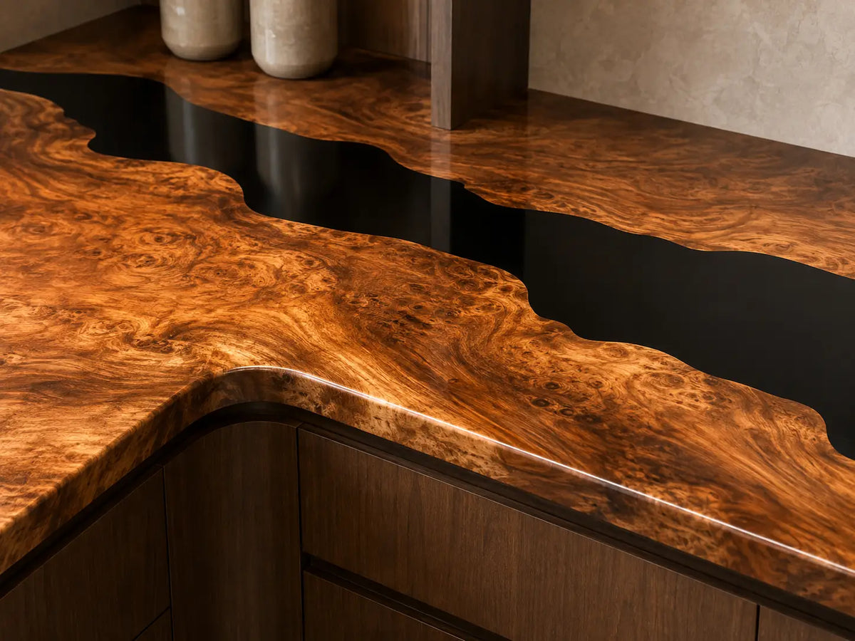 Obsidian Canyon Black Walnut Wood Epoxy Countertop CPT03