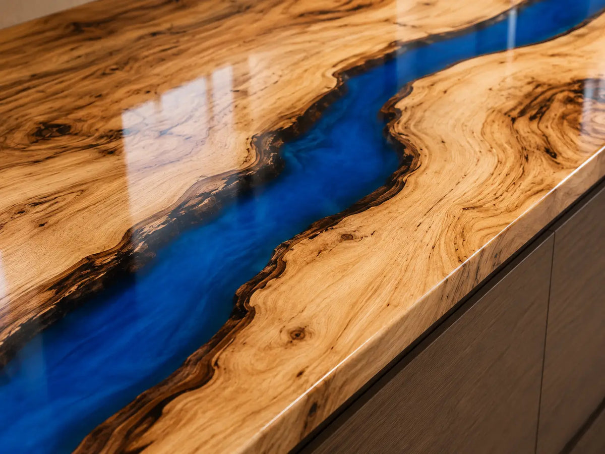 Obsidian Canyon Black Walnut Wood Epoxy Countertop CPT03