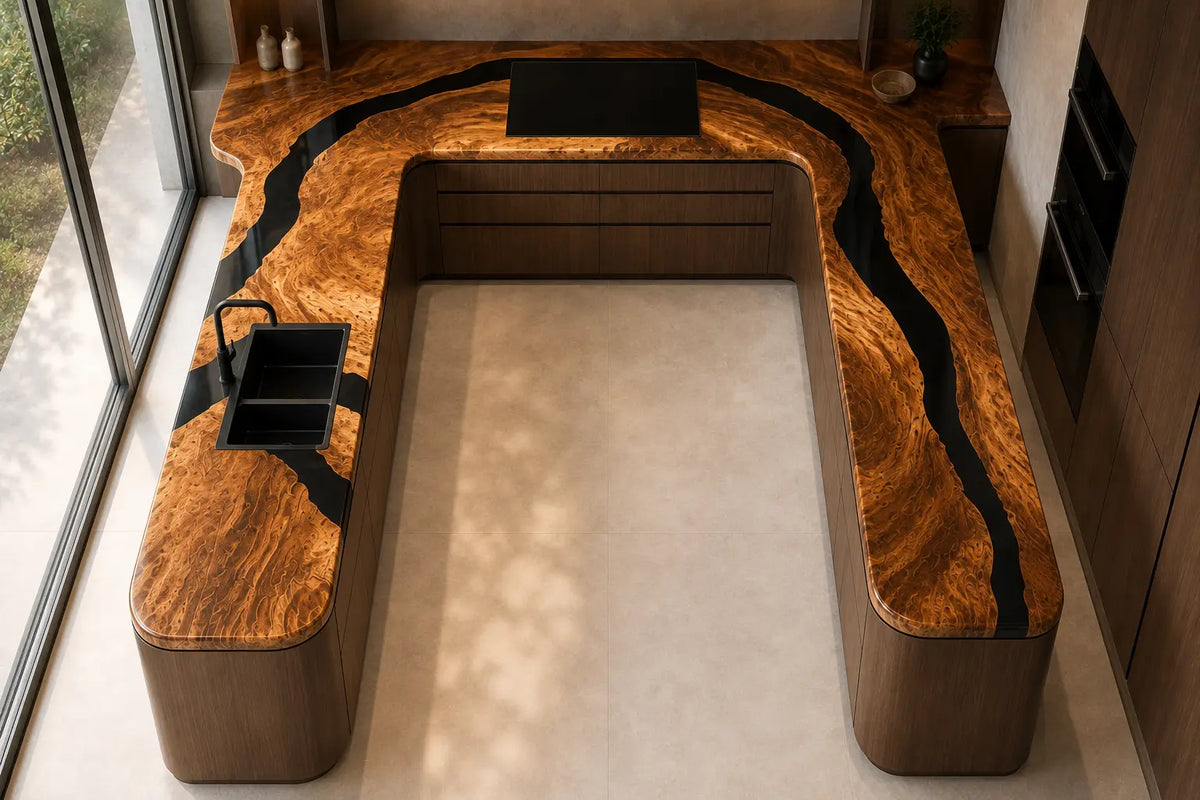 Obsidian Canyon Black Walnut Wood Epoxy Countertop CPT03