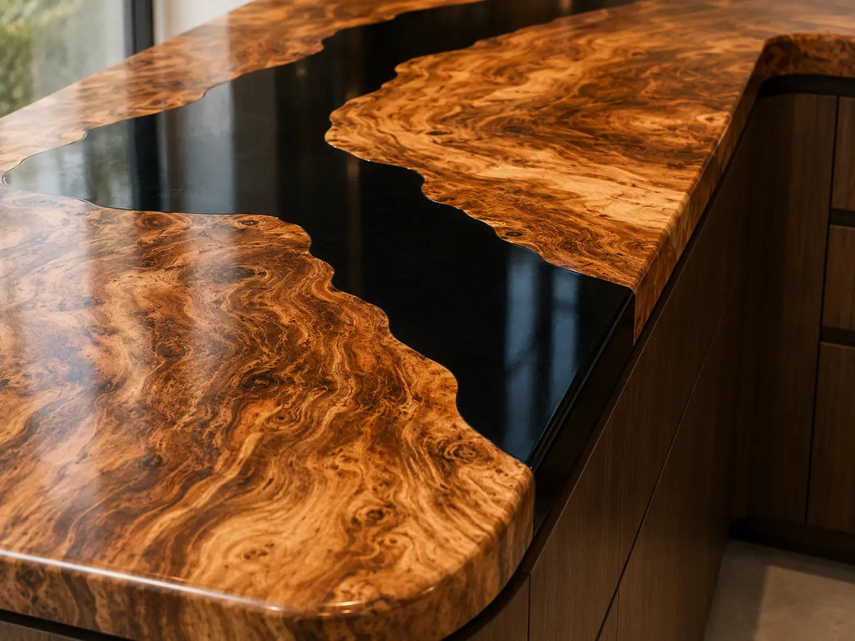 Obsidian Canyon Black Walnut Wood Epoxy Countertop CPT03