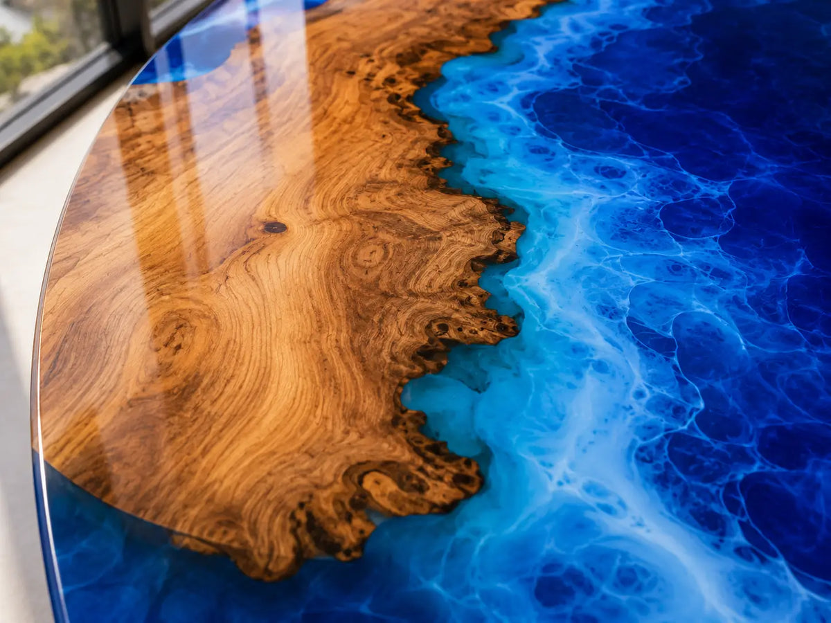 Electric Cove Electric Blue Olive Wood Epoxy Countertop CPT04