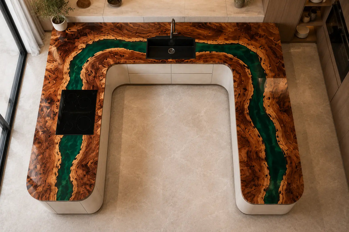 Emerald Haven Emerald Green Walnut Wood Epoxy Countertop CPT05