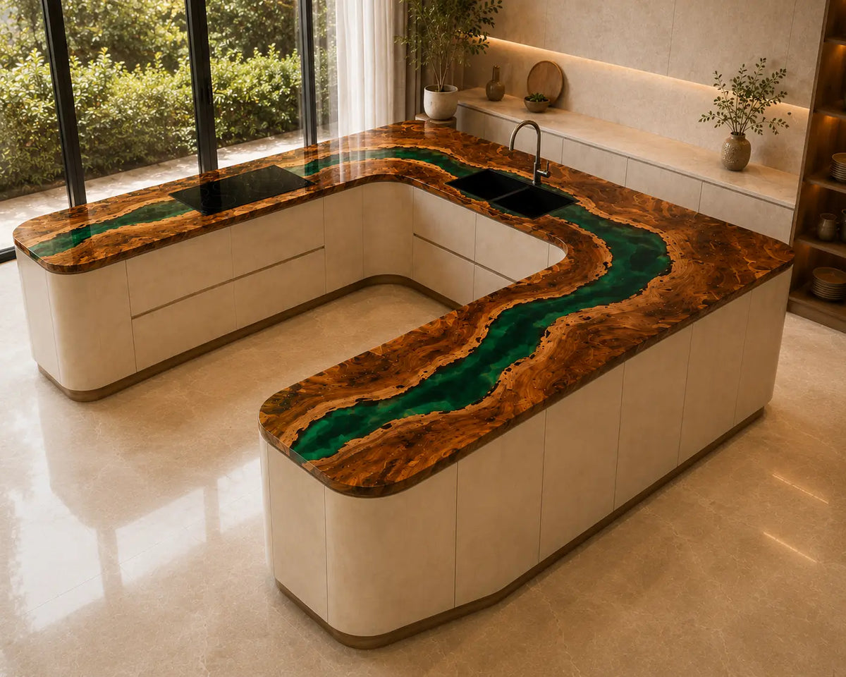 Emerald Haven Emerald Green Walnut Wood Epoxy Countertop CPT05