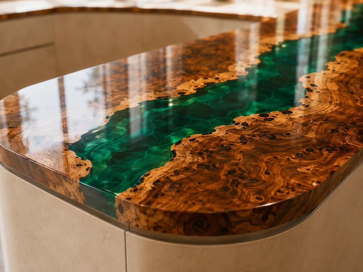 Emerald Haven Emerald Green Walnut Wood Epoxy Countertop CPT05