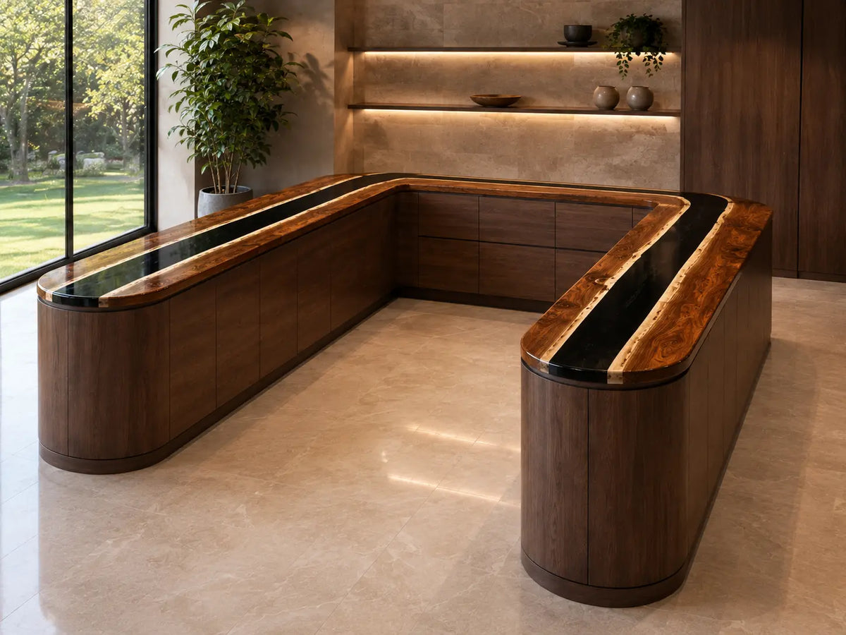 Midnight Circuit Black Walnut Wood Epoxy Countertop CPT08
