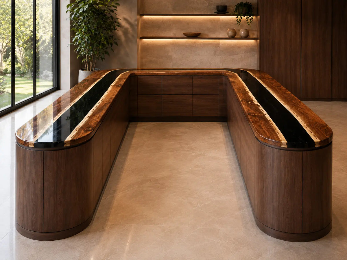 Midnight Circuit Black Walnut Wood Epoxy Countertop CPT08