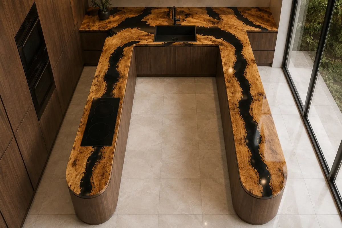 Black Current Black Poplar Wood Epoxy Countertop CPT09