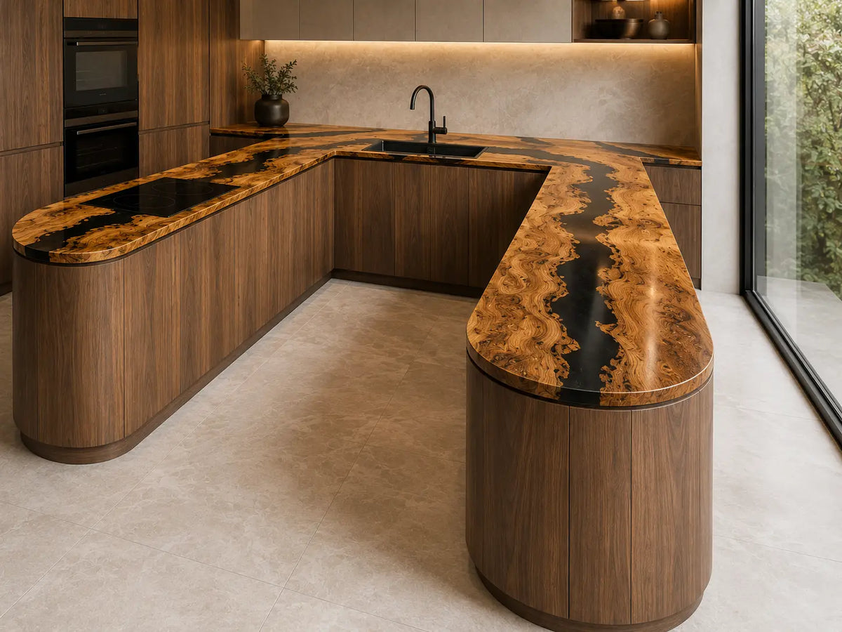 Black Current Black Poplar Wood Epoxy Countertop CPT09
