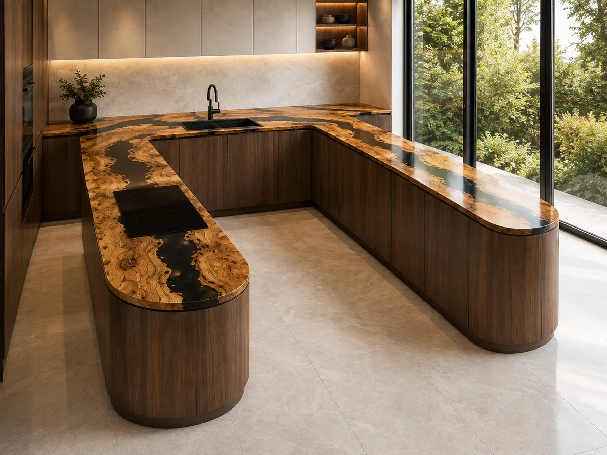 Black Current Black Poplar Wood Epoxy Countertop CPT09