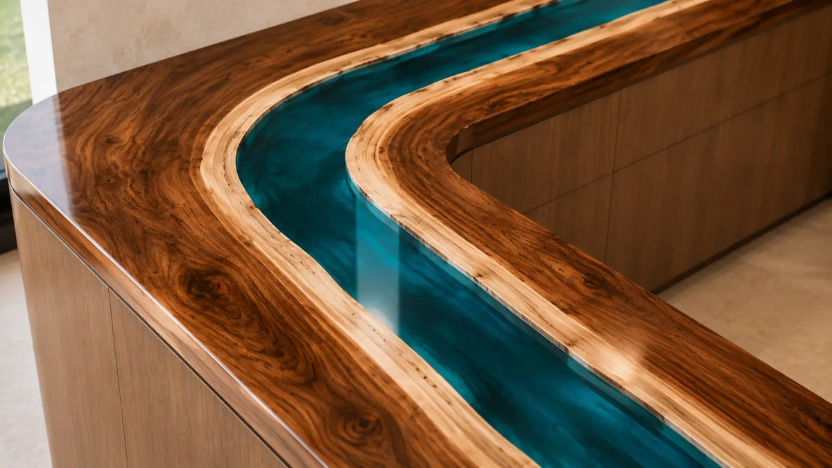 Turquoise Ribbon Turquoise Walnut Wood Epoxy Countertop CPT10