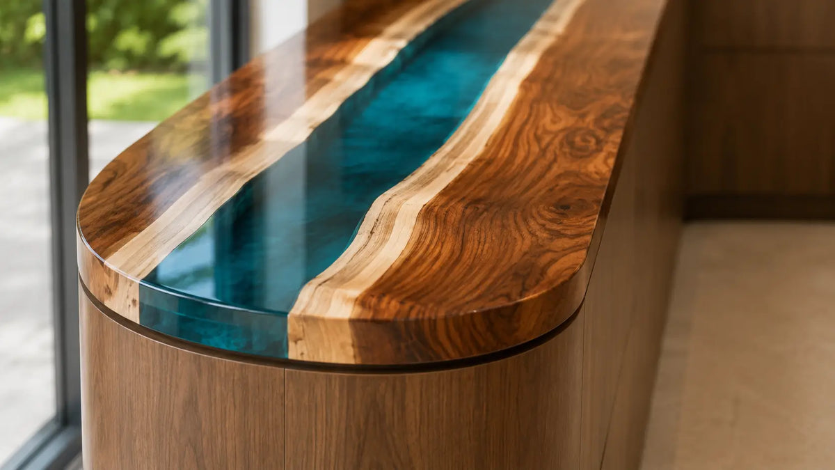 Turquoise Ribbon Turquoise Walnut Wood Epoxy Countertop CPT10