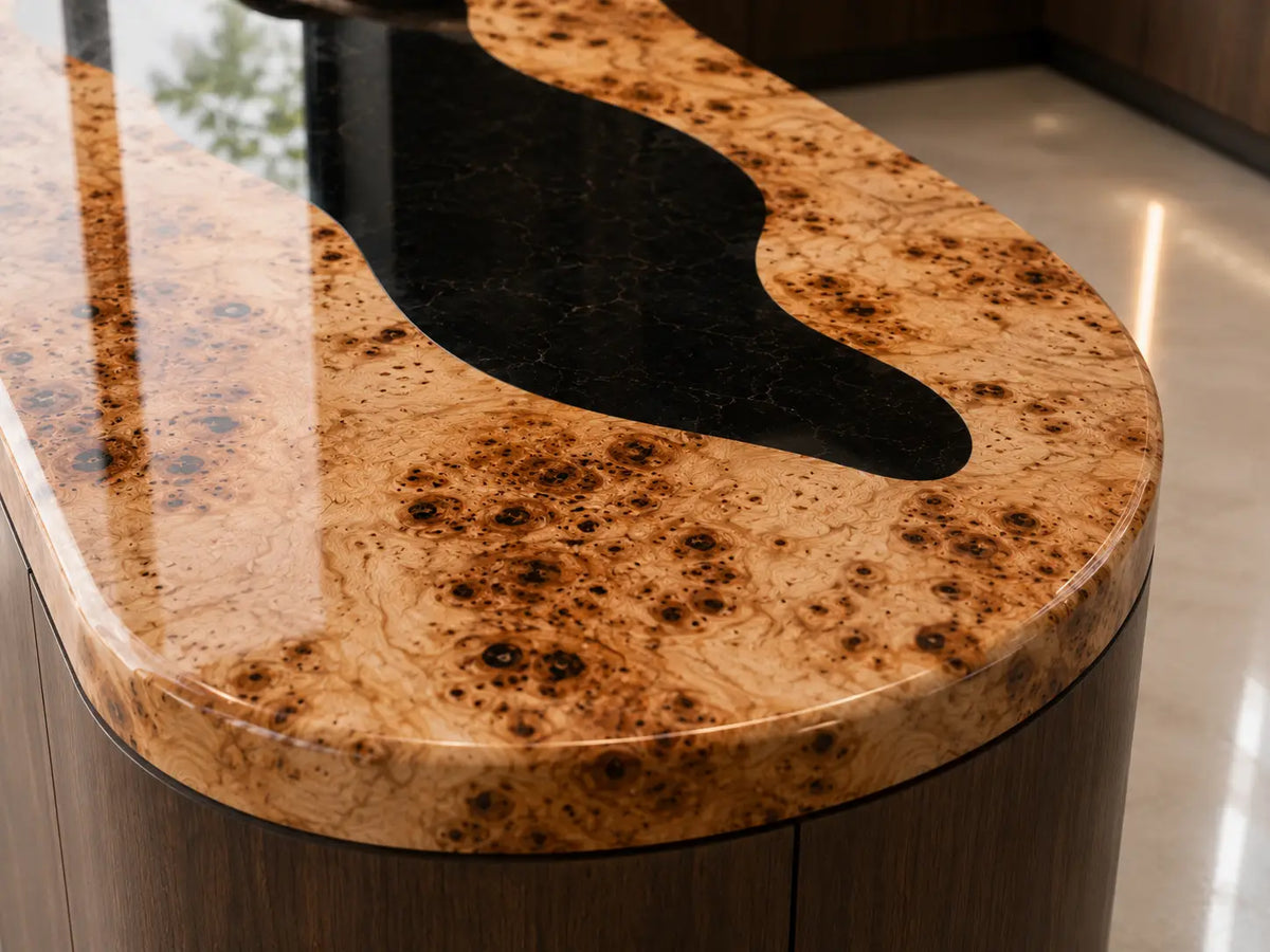 Obsidian Fjord Black Poplar Wood Epoxy Countertop CPT11