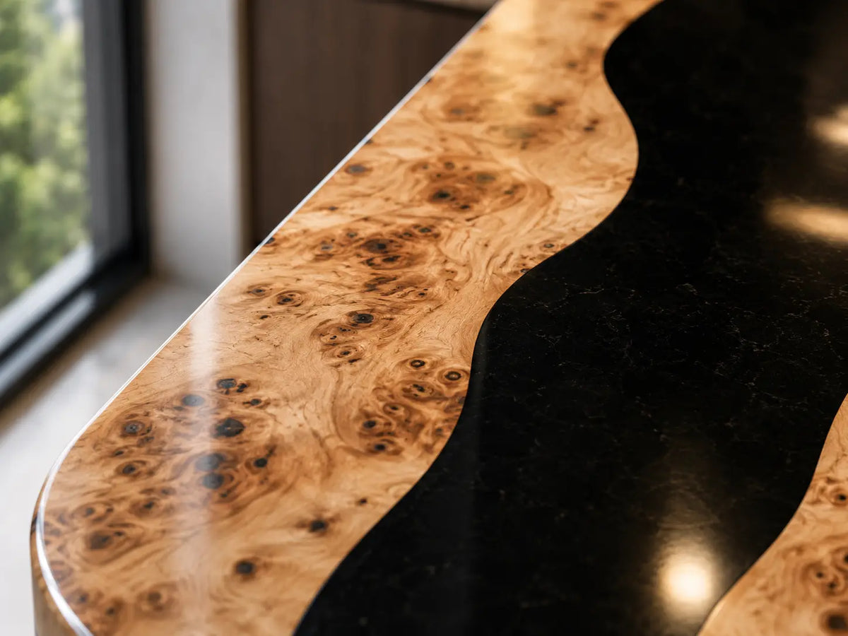 Obsidian Fjord Black Poplar Wood Epoxy Countertop CPT11
