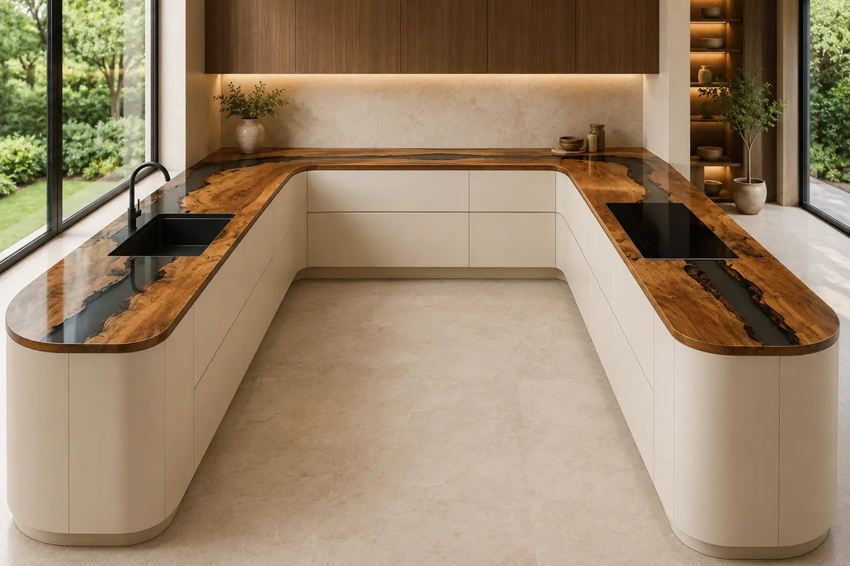Obsidian Inlet Black Walnut Wood Epoxy Countertop CPT12