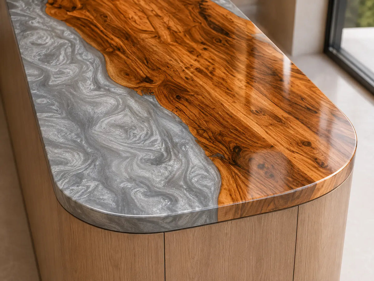 Silver Estuary Silver Gray Olive Wood Epoxy Countertop CPT13