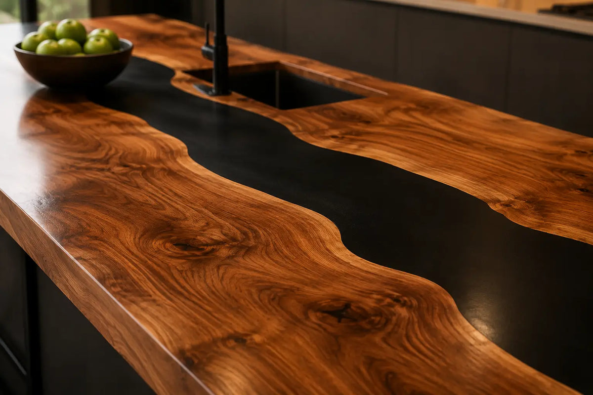 Walnut Monolith Black Walnut Wood Epoxy Countertop CPT16