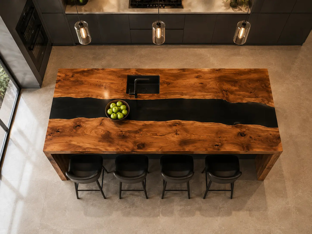 Walnut Monolith Black Walnut Wood Epoxy Countertop CPT16