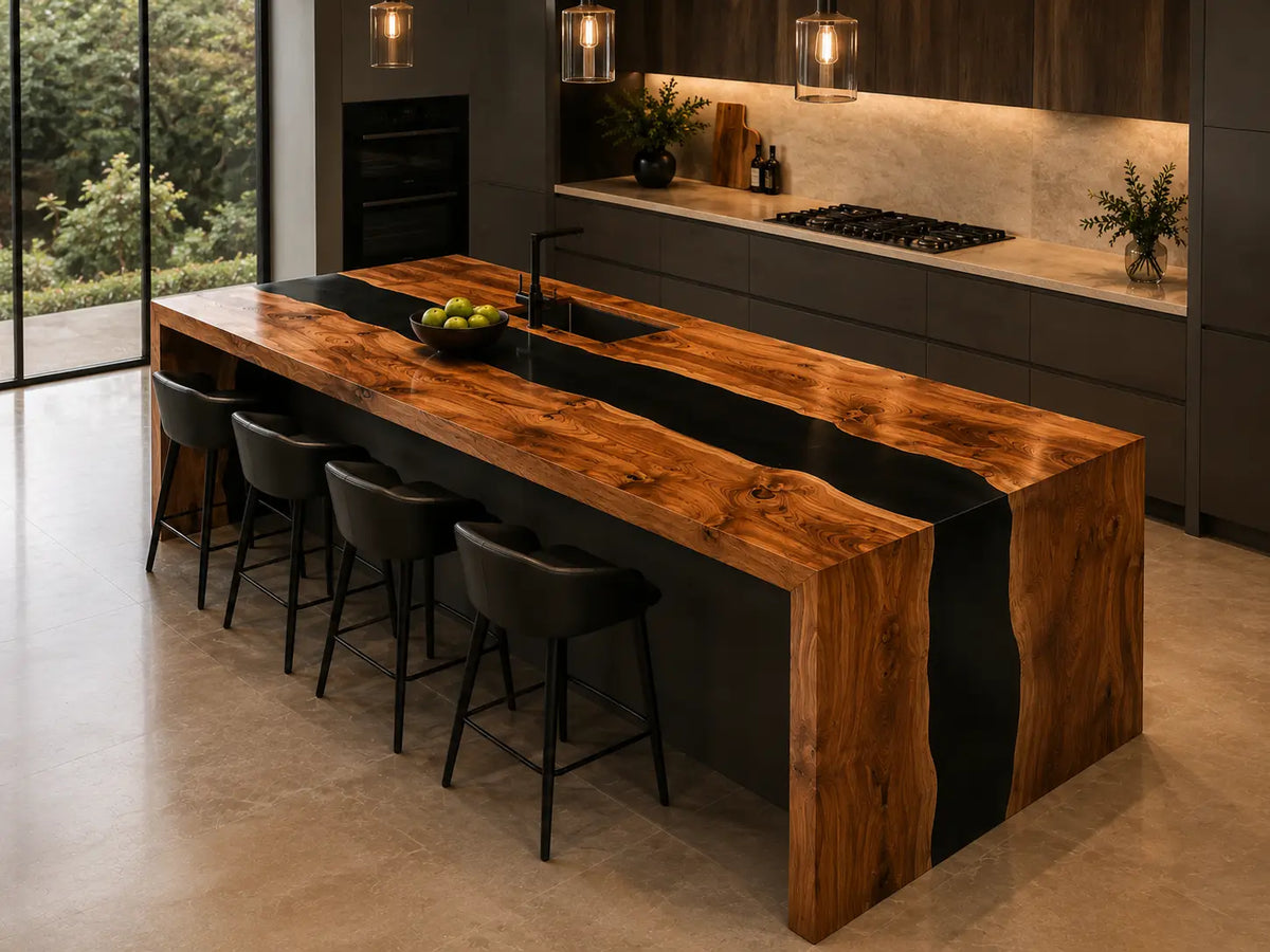 Walnut Monolith Black Walnut Wood Epoxy Countertop CPT16