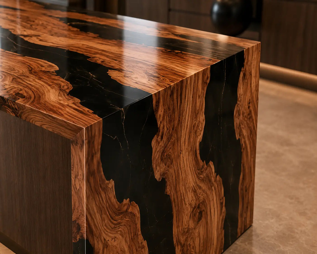 Dark Timber Bar Black Walnut Wood Epoxy Countertop CPT19