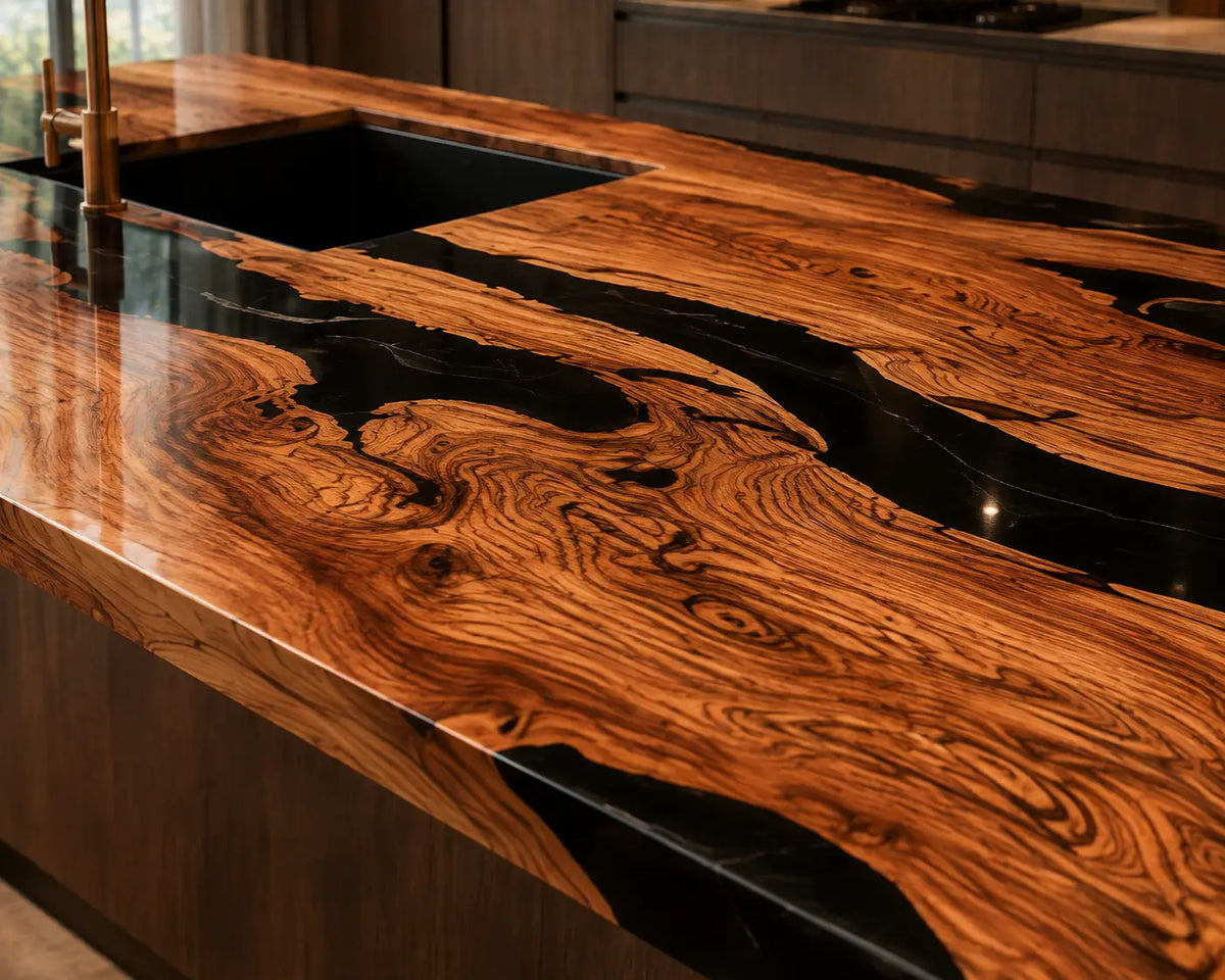 Dark Timber Bar Black Walnut Wood Epoxy Countertop CPT19