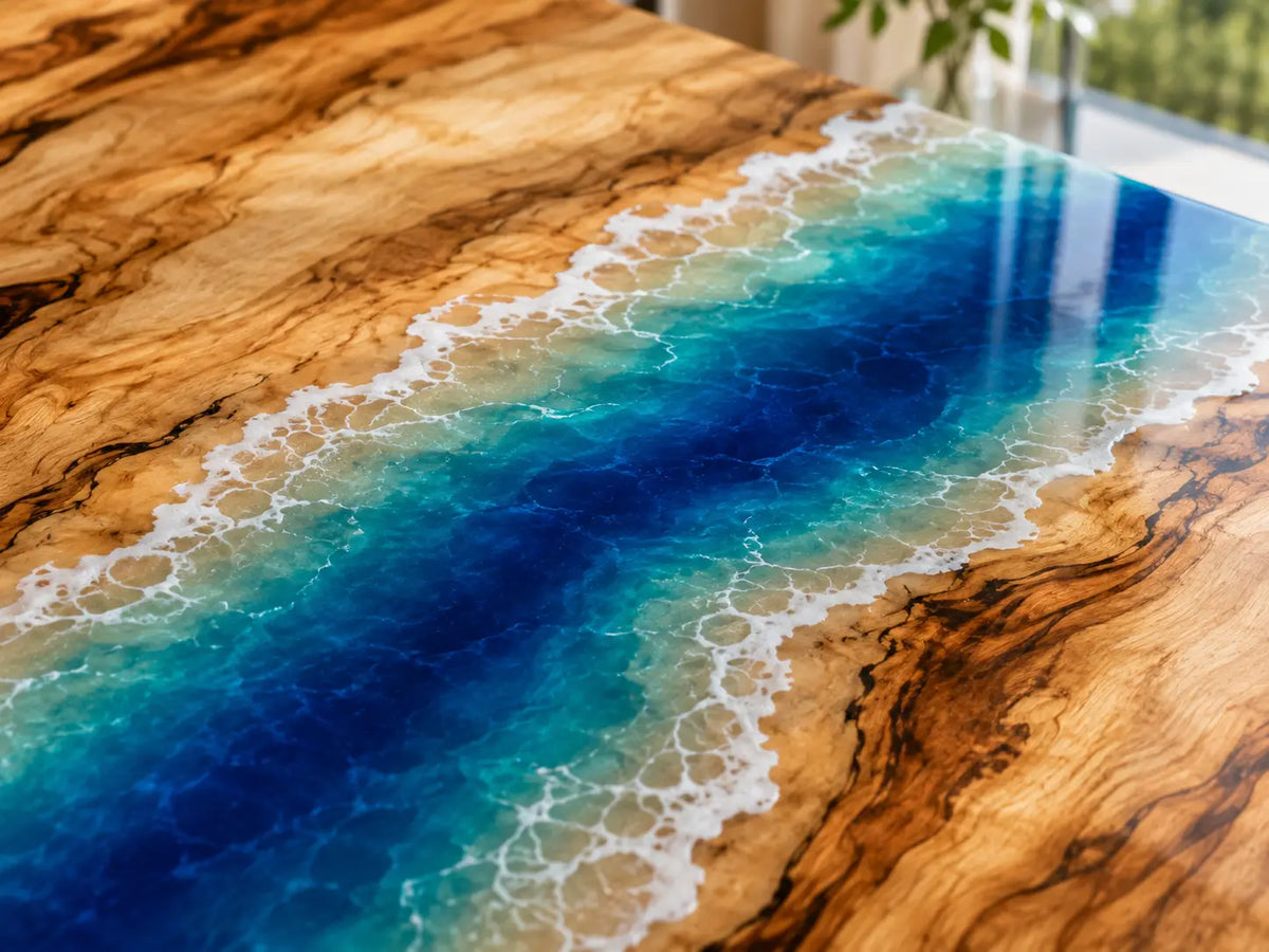 Azure Cascade Azure Blue Poplar Wood Epoxy Countertop CPT20