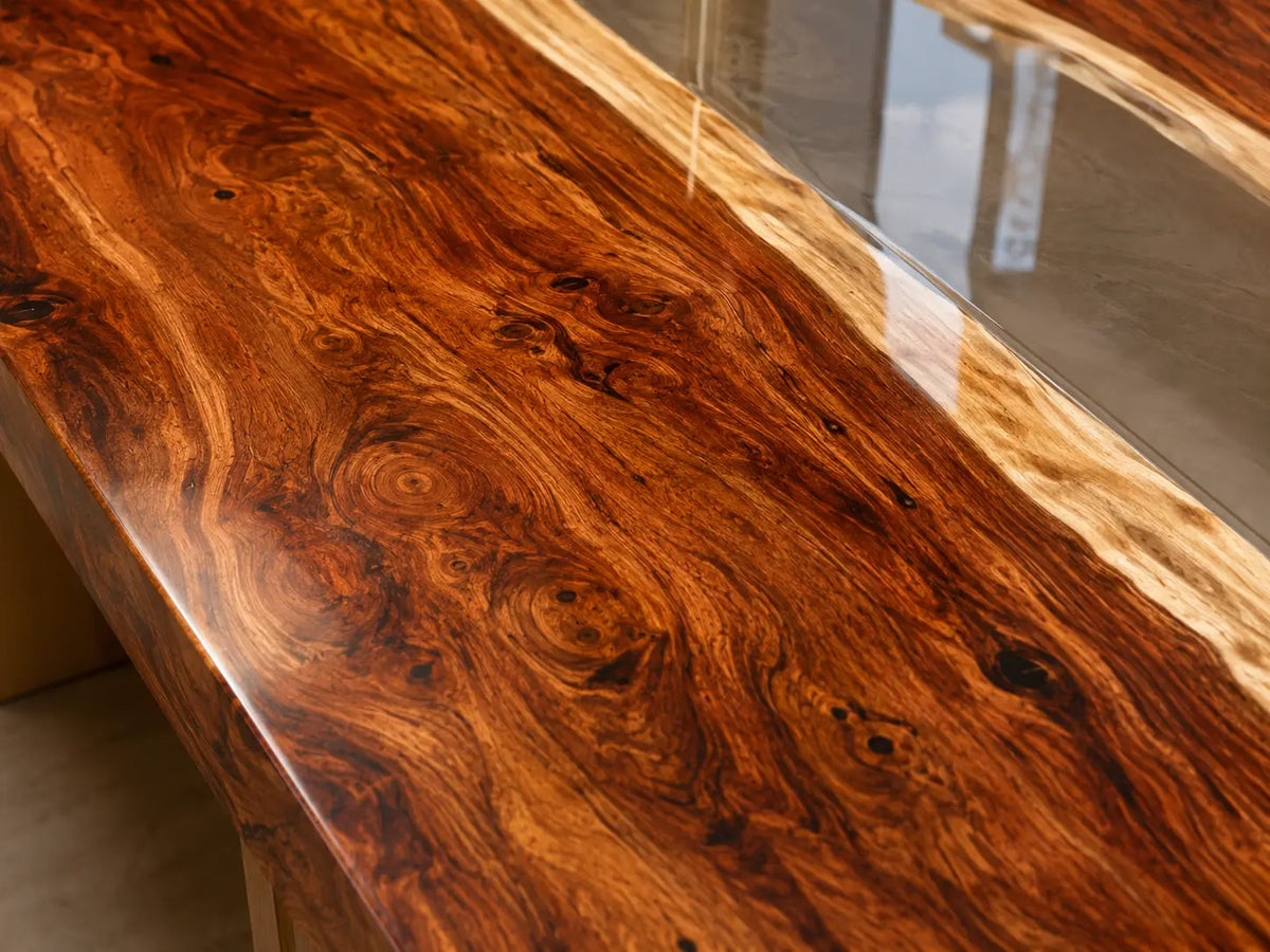 Glasswood Bridge Crystal Clear Walnut Wood Epoxy Countertop CPT22