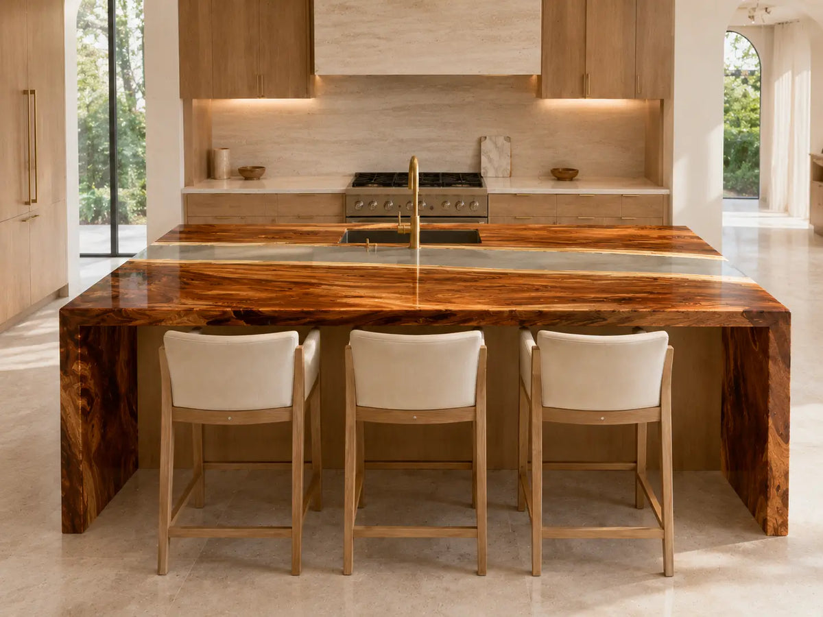 Glasswood Bridge Crystal Clear Walnut Wood Epoxy Countertop CPT22