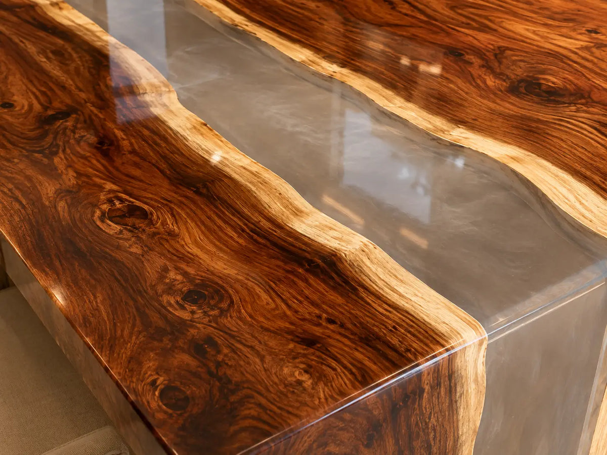 Glasswood Bridge Crystal Clear Walnut Wood Epoxy Countertop CPT22
