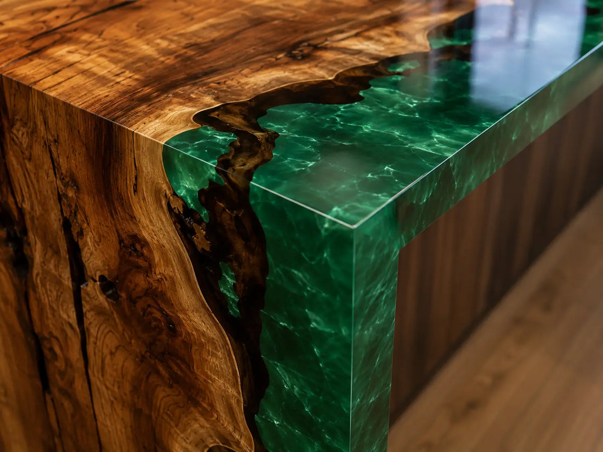 Emerald Falls Emerald Green Walnut Wood Epoxy Countertop CPT23