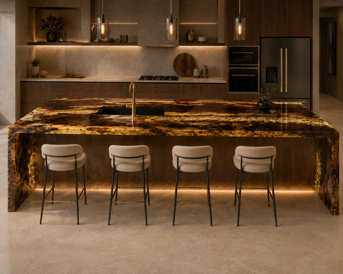 Obsidian Rift Black Ebony Wood Epoxy Countertop CPT28