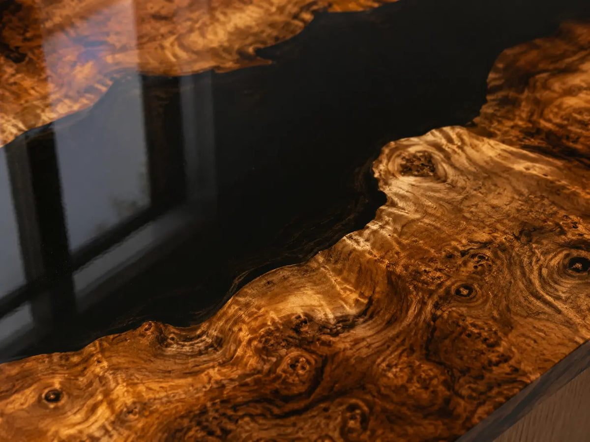 Obsidian Grain Black Walnut Wood Epoxy Countertop CPT31