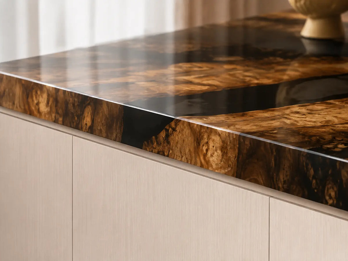 Obsidian Grain Black Walnut Wood Epoxy Countertop CPT31