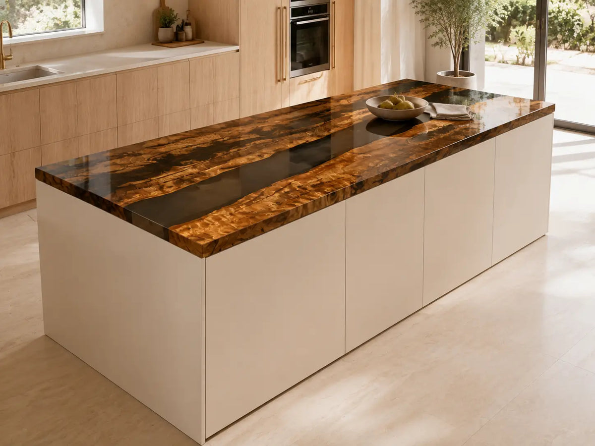 Obsidian Grain Black Walnut Wood Epoxy Countertop CPT31