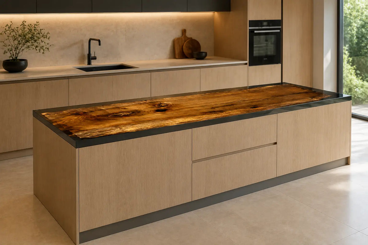 Black Frame Black Walnut Wood Epoxy Countertop CPT32