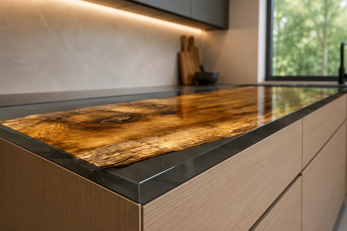 Black Frame Black Walnut Wood Epoxy Countertop CPT32