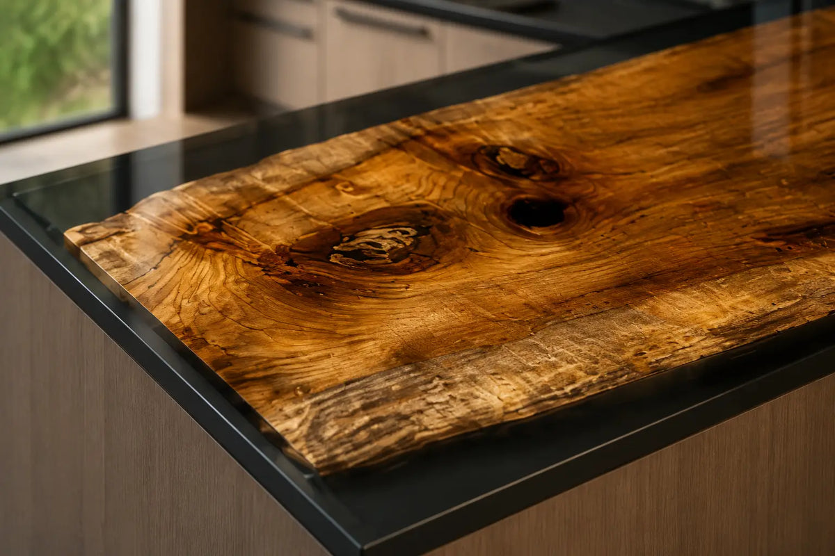 Black Frame Black Walnut Wood Epoxy Countertop CPT32