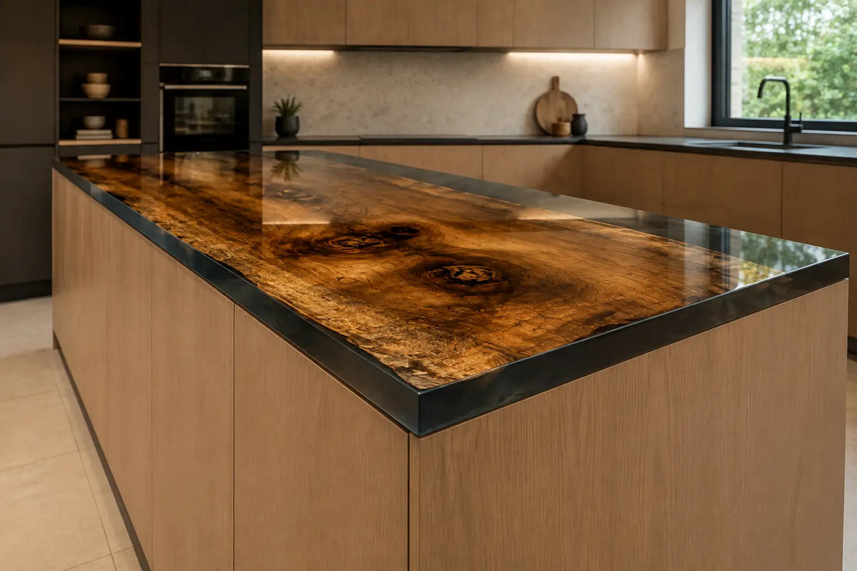 Black Frame Black Walnut Wood Epoxy Countertop CPT32