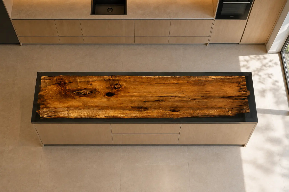Black Frame Black Walnut Wood Epoxy Countertop CPT32