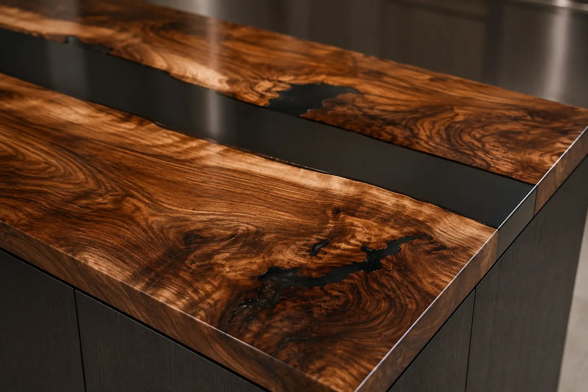 Black Horizon Black Walnut Wood Epoxy Countertop CPT33