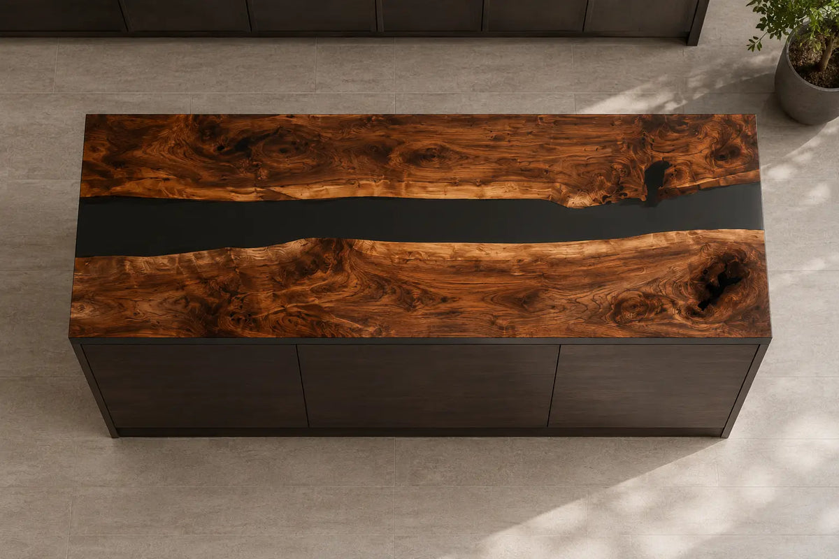 Black Horizon Black Walnut Wood Epoxy Countertop CPT33