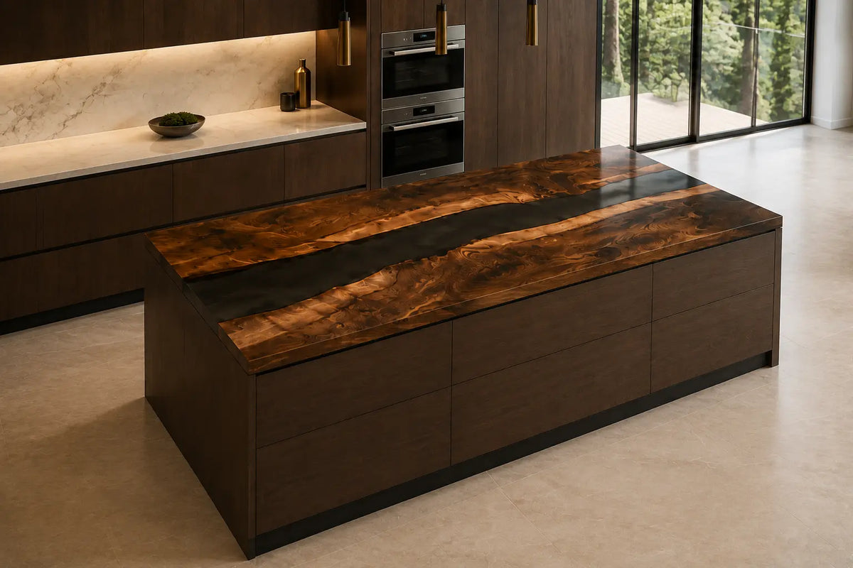 Black Horizon Black Walnut Wood Epoxy Countertop CPT33