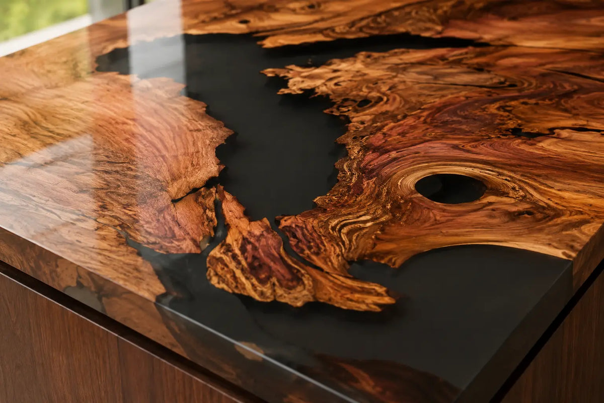 Onyx Coast Black Olive Wood Epoxy Countertop CPT35