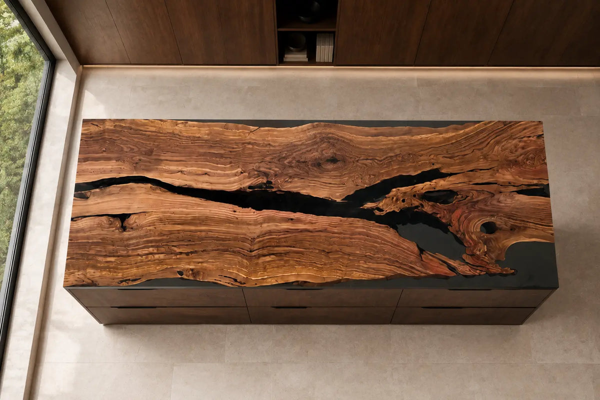 Onyx Coast Black Olive Wood Epoxy Countertop CPT35