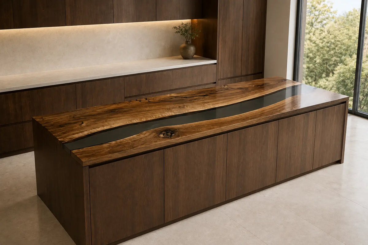Black Passage Black Walnut Wood Epoxy Countertop CPT36
