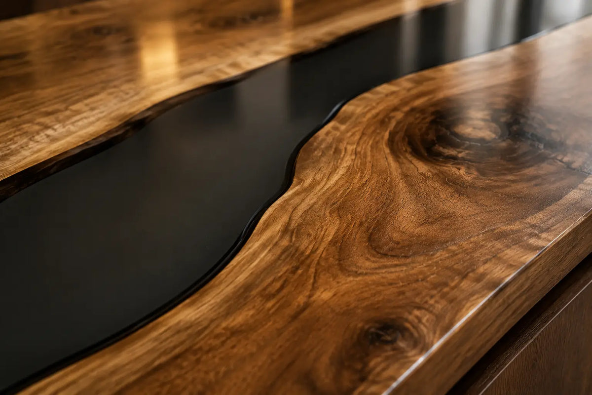 Black Passage Black Walnut Wood Epoxy Countertop CPT36