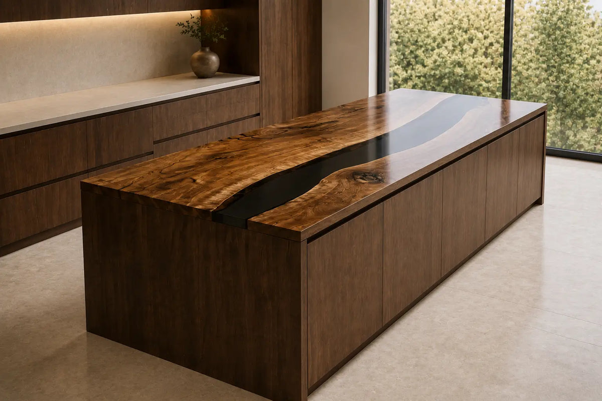 Black Passage Black Walnut Wood Epoxy Countertop CPT36