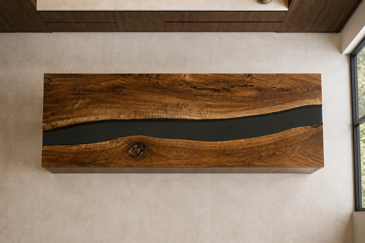 Black Passage Black Walnut Wood Epoxy Countertop CPT36